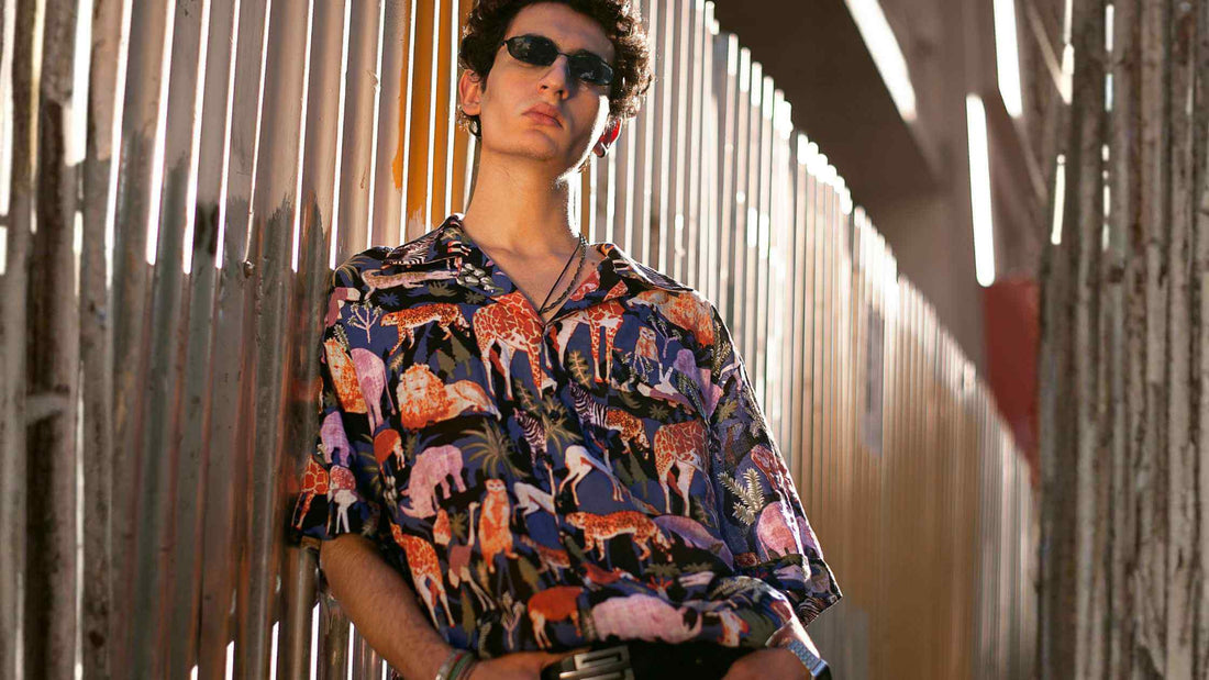 Vintage patterned shirt styled for men's summer fashion