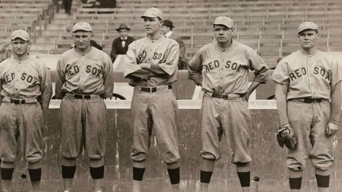 Historic Boston Red Sox team wearing classic baseball caps
