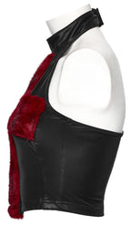 Punk Rave Valora Cross Fur Halter Top in Crimson