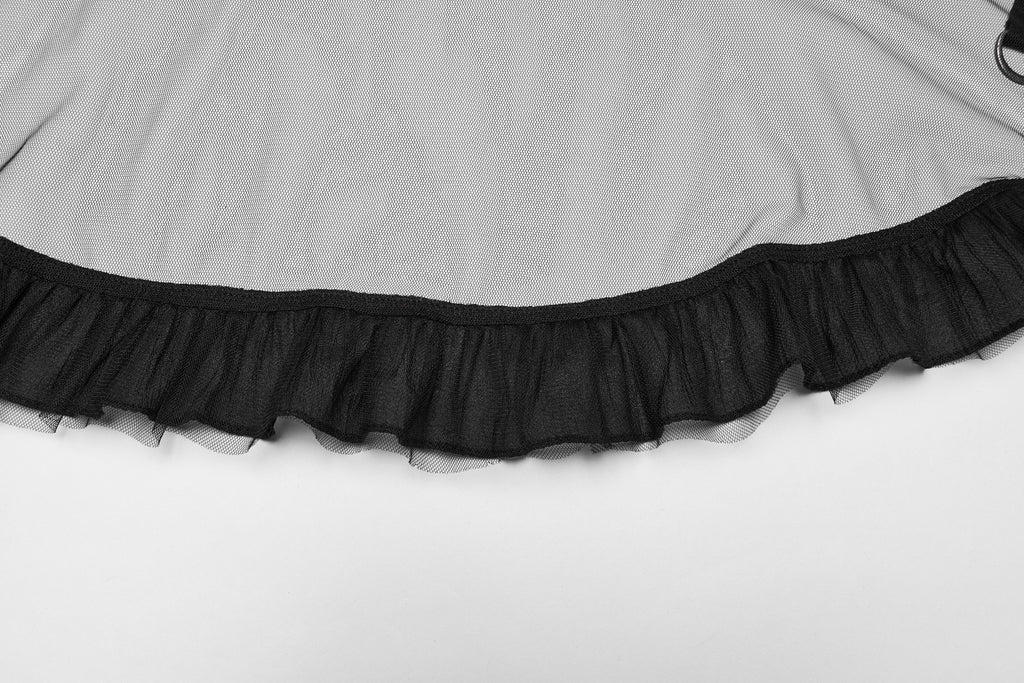 Punk Rave Morrigan Mesh Plaid High-Low Skirt