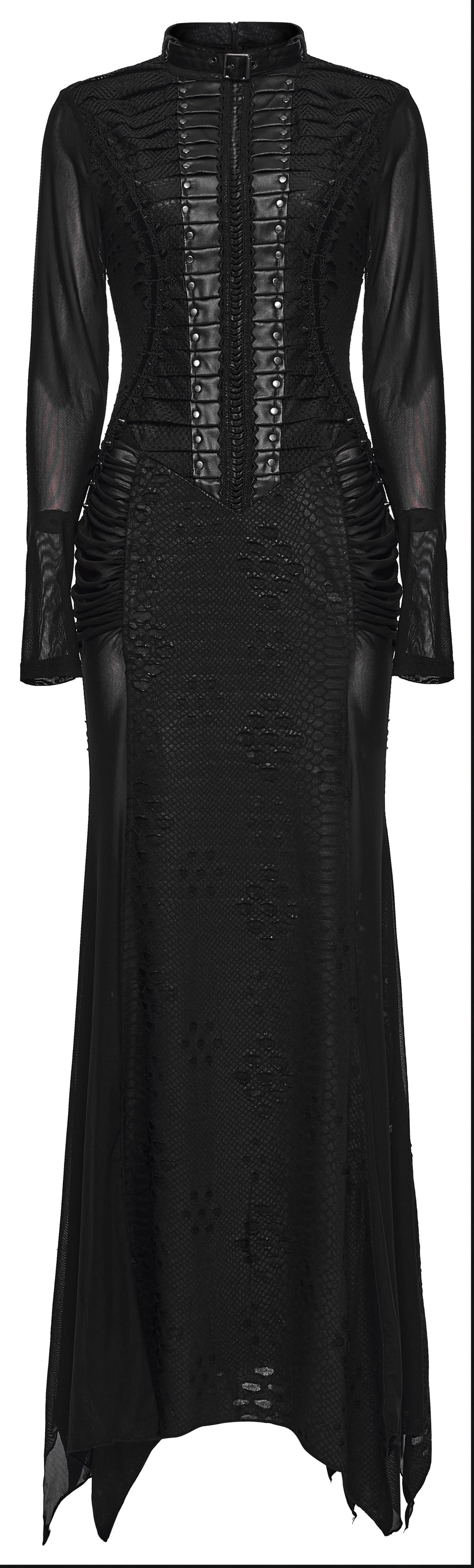 Punk Rave Seraphine Spinal Lace Panel Maxi Dress in Black