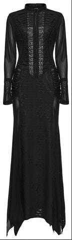 Punk Rave Seraphine Spinal Lace Panel Maxi Dress in Black