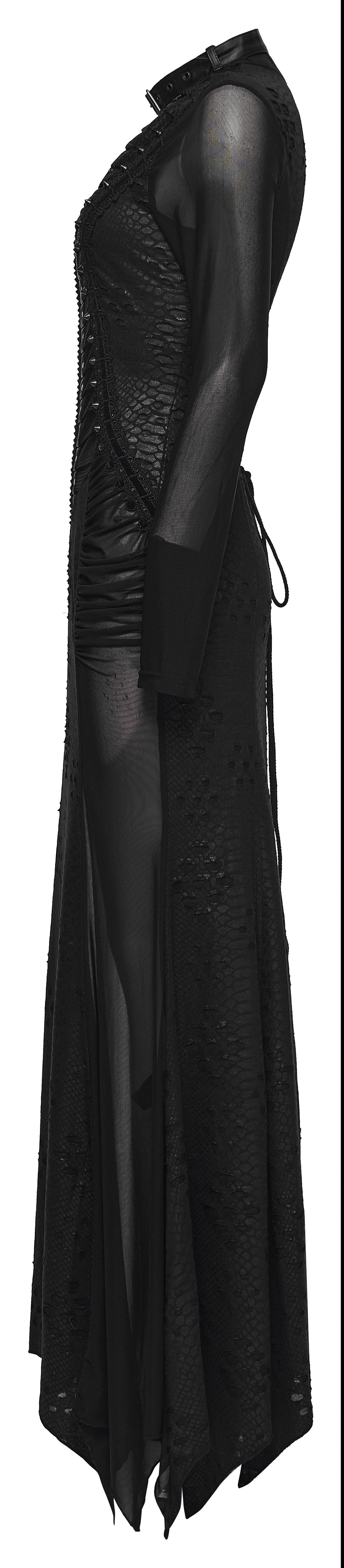 Punk Rave Seraphine Spinal Lace Panel Maxi Dress in Black