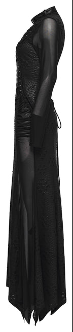 Punk Rave Seraphine Spinal Lace Panel Maxi Dress in Black