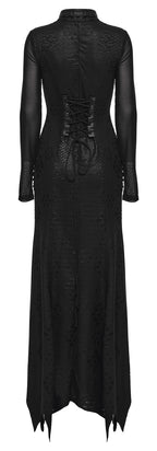 Punk Rave Seraphine Spinal Lace Panel Maxi Dress in Black
