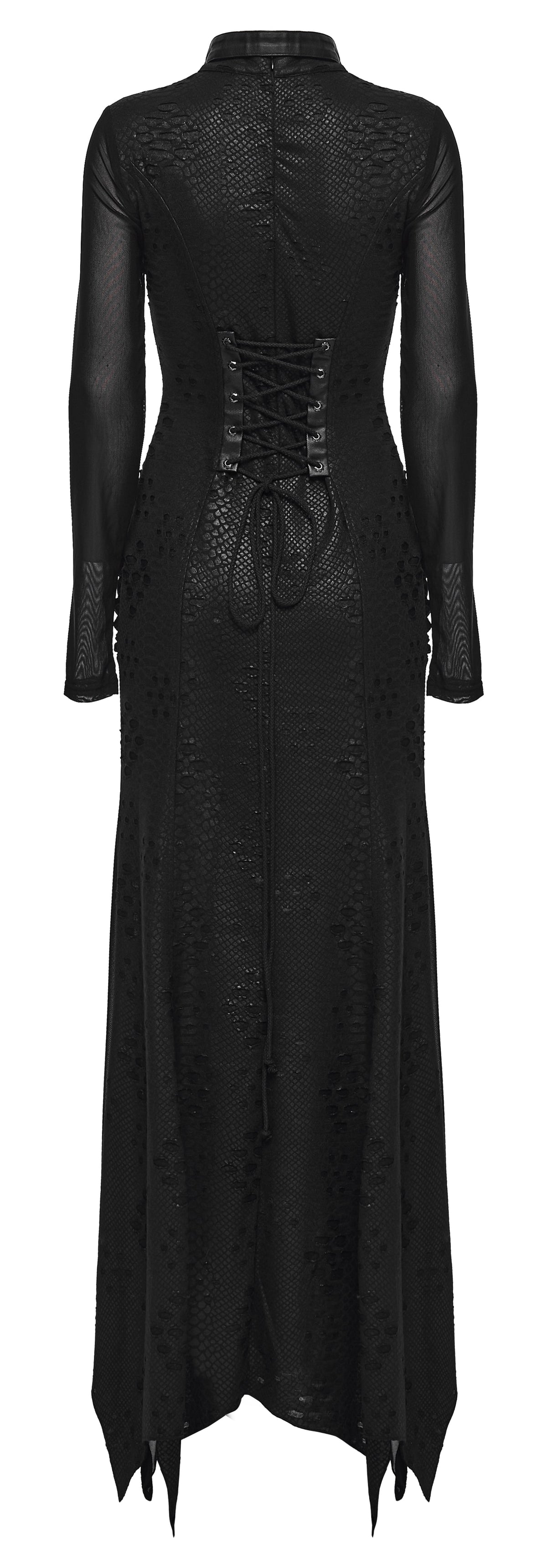 Punk Rave Seraphine Spinal Lace Panel Maxi Dress in Black