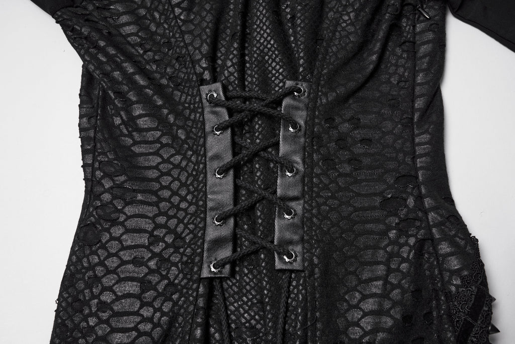 Punk Rave Seraphine Spinal Lace Panel Maxi Dress in Black