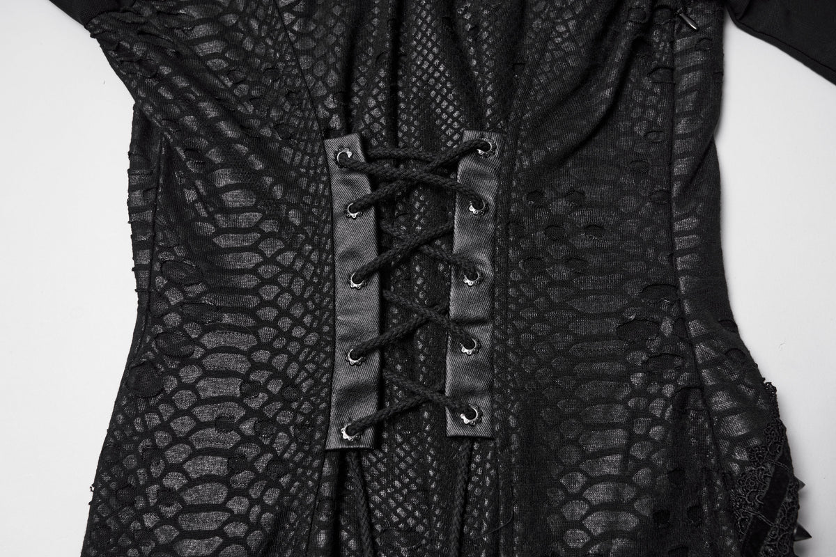 Punk Rave Seraphine Spinal Lace Panel Maxi Dress in Black