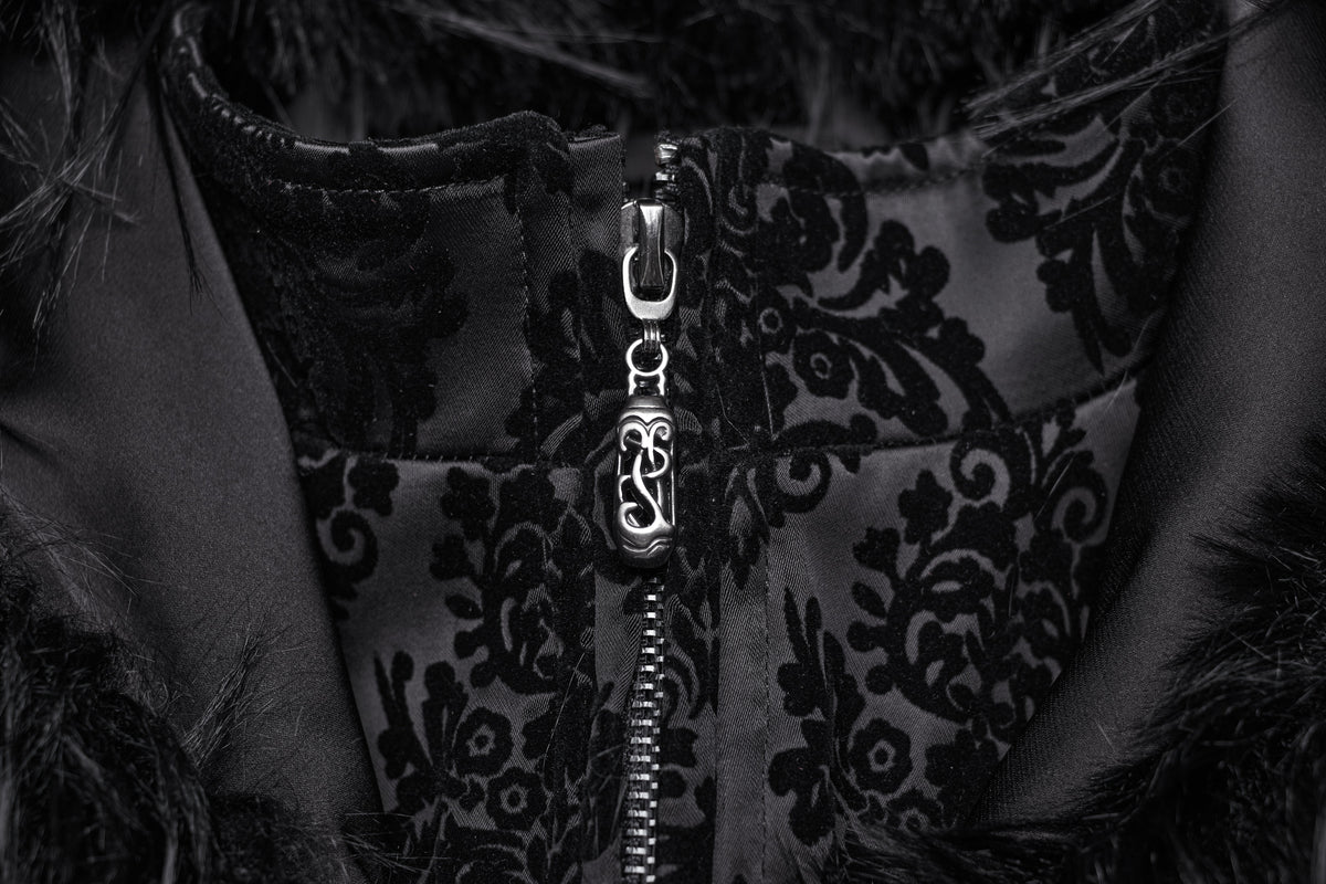 Punk Rave Morrigan Goth Gorgeous Jacquard Coat - Black