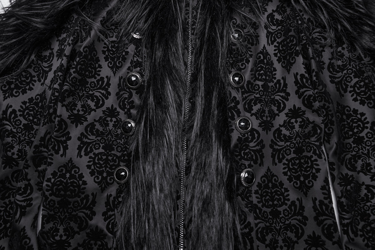 Punk Rave Morrigan Goth Gorgeous Jacquard Coat - Black