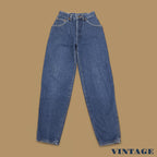 Vintage 80s Lee Baggy Tapered Jeans Dark Blue W23 L29