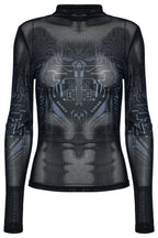 Punk Rave Eluana Cybergoth Print Mesh Long Sleeve Top