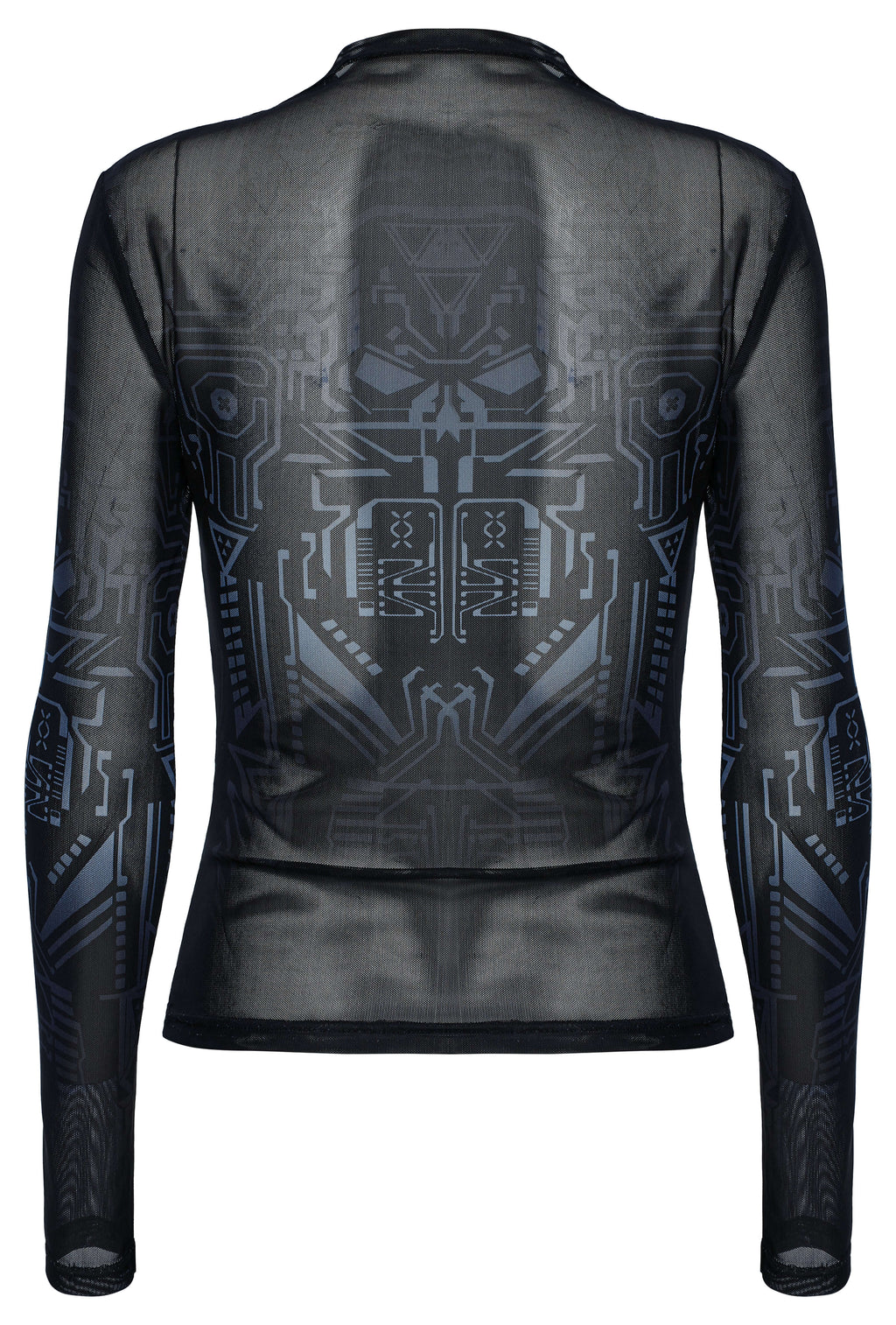 Punk Rave Eluana Cybergoth Print Mesh Long Sleeve Top