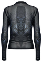 Punk Rave Eluana Cybergoth Print Mesh Long Sleeve Top