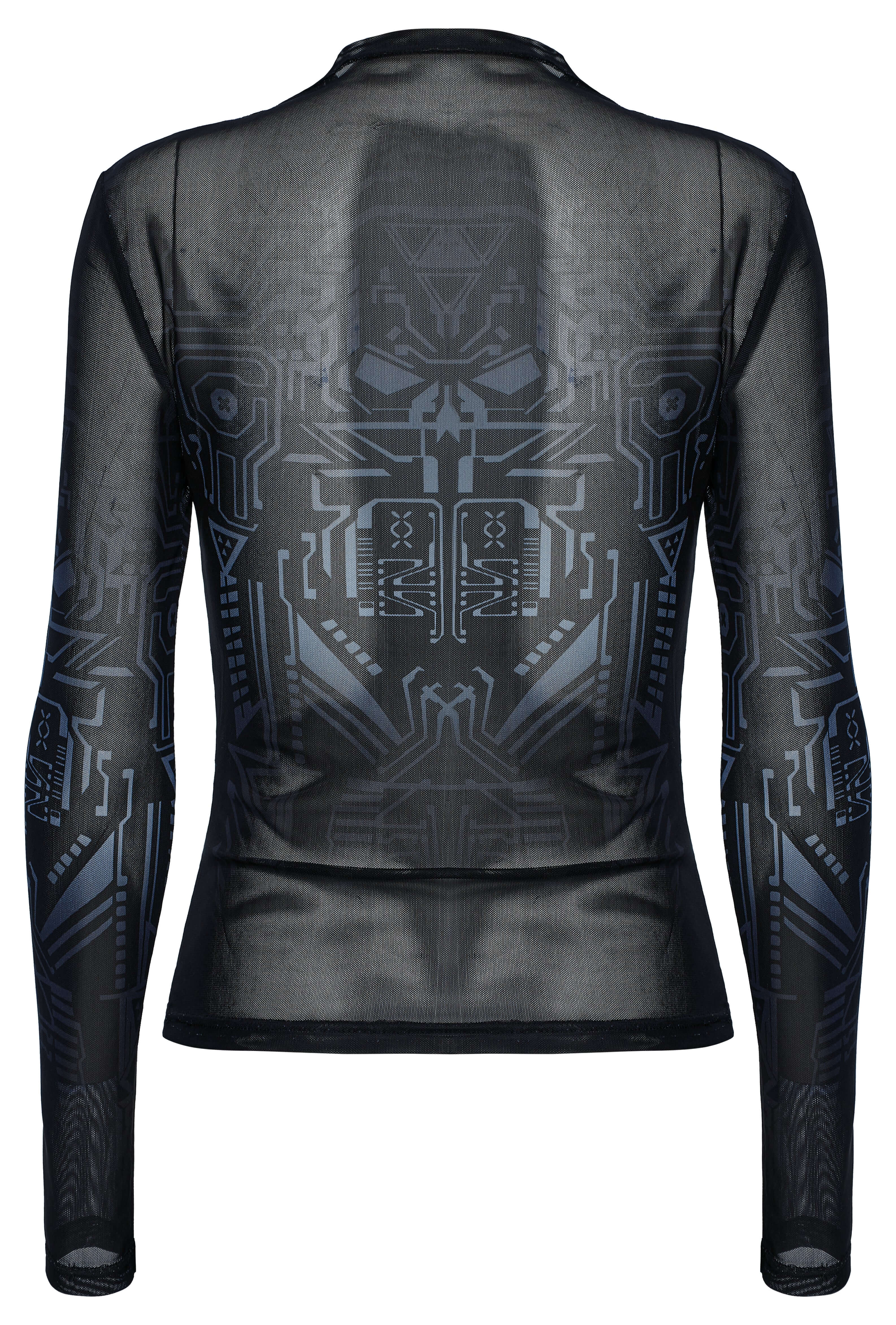 Punk Rave Eluana Cybergoth Print Mesh Long Sleeve Top