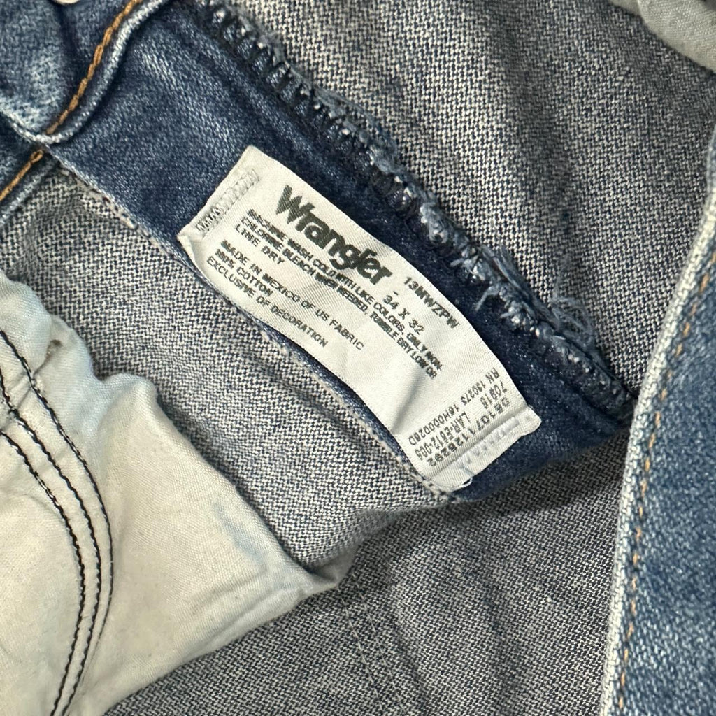 Vintage Wrangler USA Raw Hem Straight Leg Ankle Jeans Dark Blue W34 L28