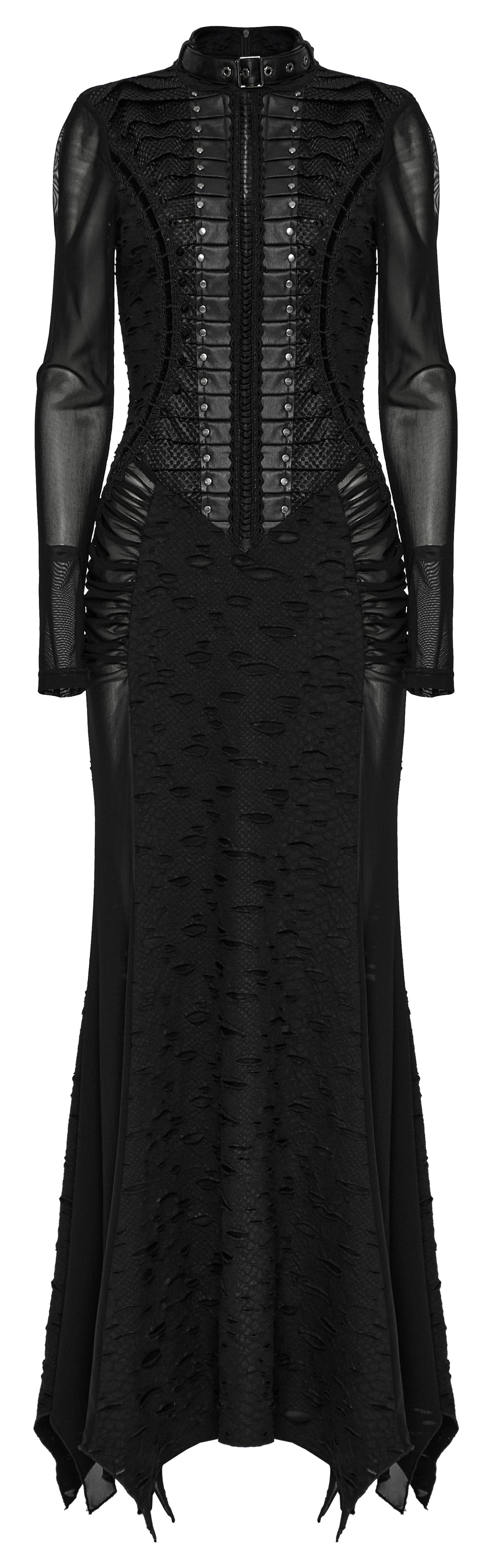 Punk Rave Seraphine Spinal Lace Panel Maxi Dress in Black
