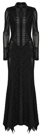 Punk Rave Seraphine Spinal Lace Panel Maxi Dress in Black