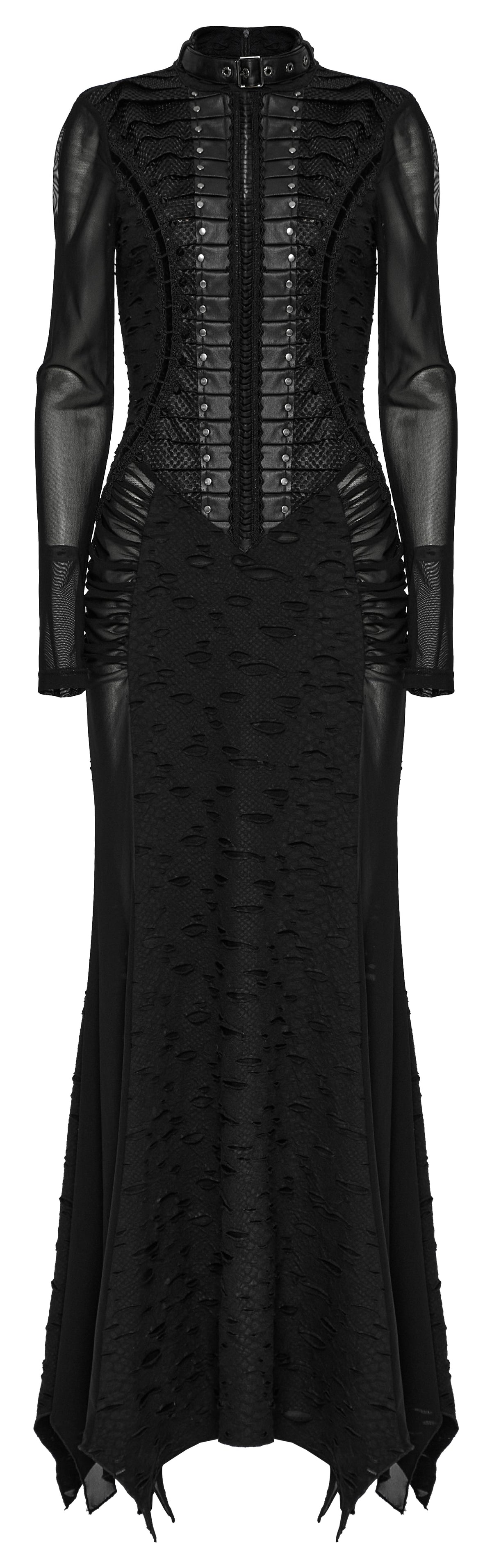 Punk Rave Seraphine Spinal Lace Panel Maxi Dress in Black