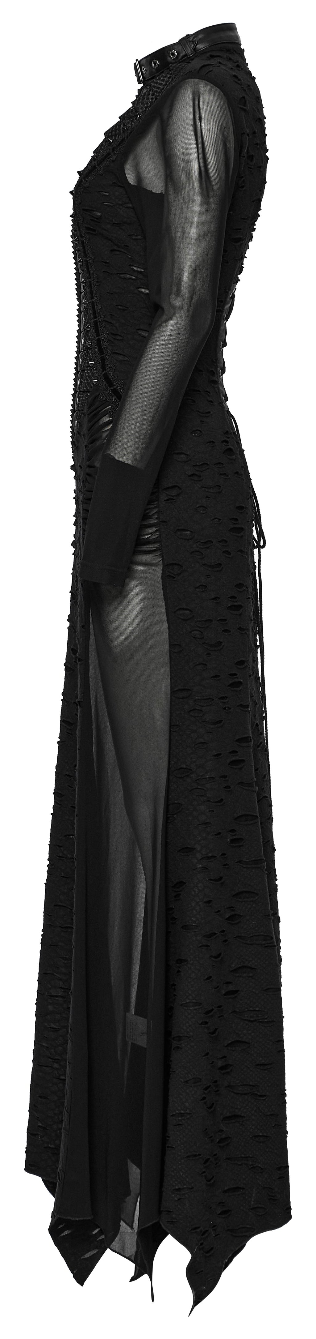 Punk Rave Seraphine Spinal Lace Panel Maxi Dress in Black