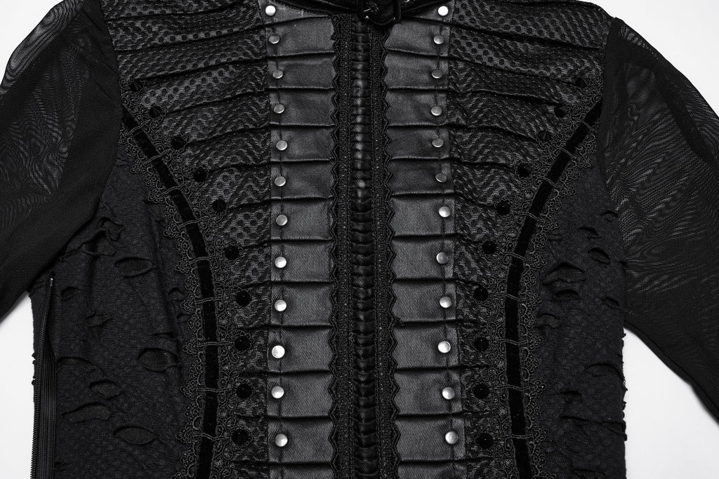 Punk Rave Seraphine Spinal Lace Panel Maxi Dress in Black