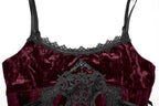 Punk Rave Vivienne Velvet Lace Panel Goth Slip Dress In Burgundy