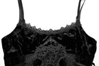 Punk Rave Morrigan Embroidered Velvet Goth Slip Dress In Black