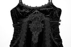 Punk Rave Morrigan Embroidered Velvet Goth Slip Dress In Black