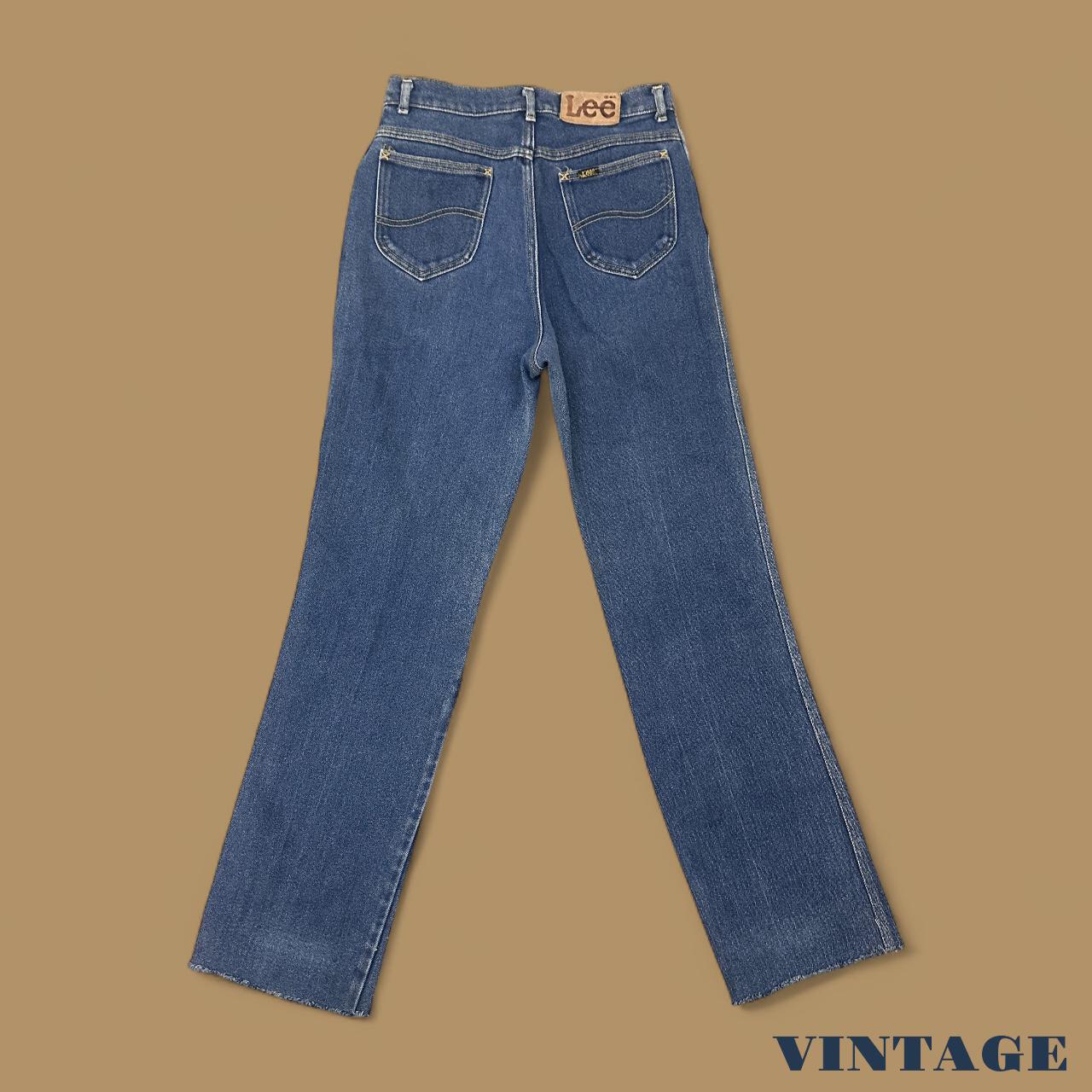 Vintage Lee Straight Leg Raw Hem Boyfriend Jeans Dark Blue W29 L32