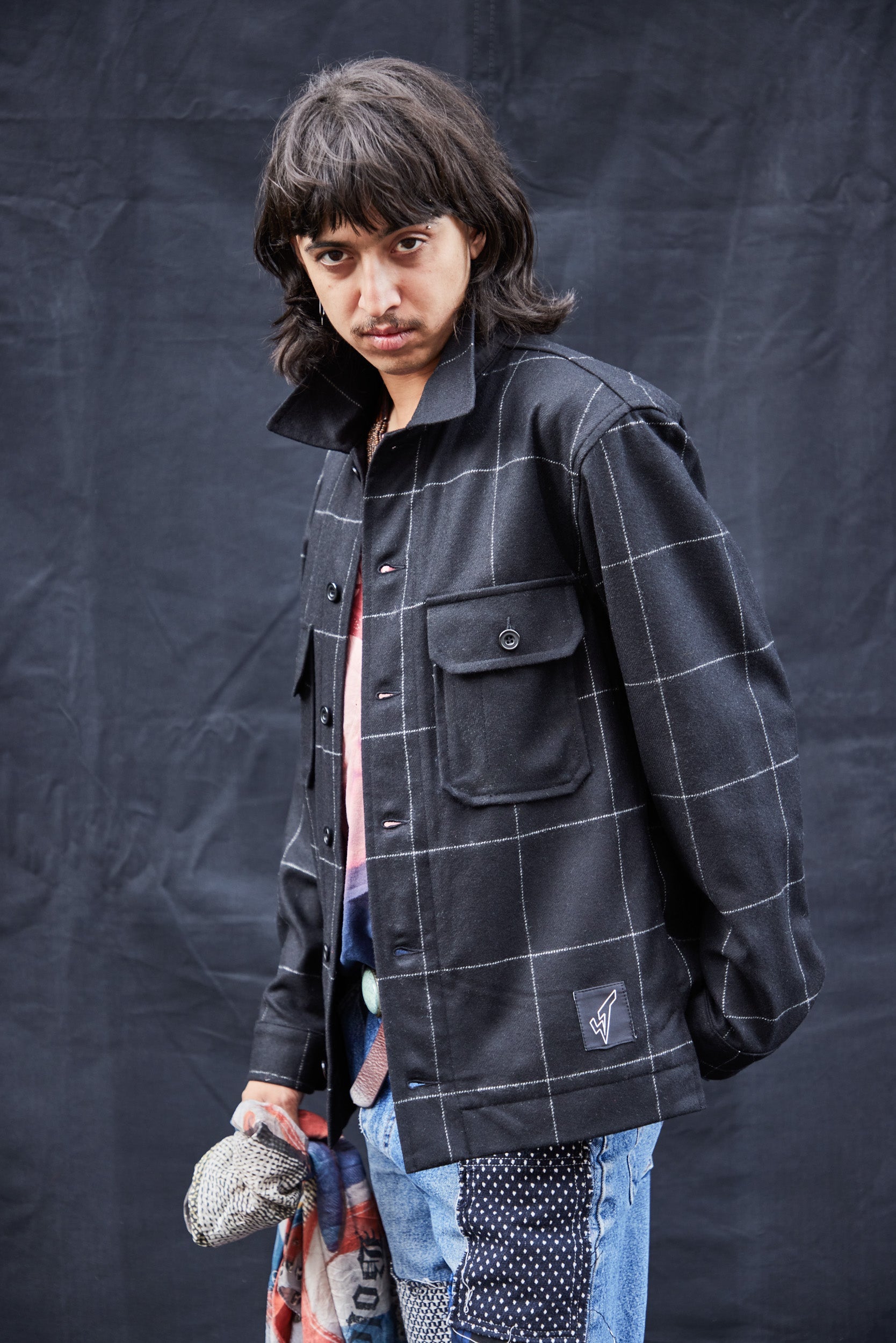 Wool Workshirt in Black Window Pane