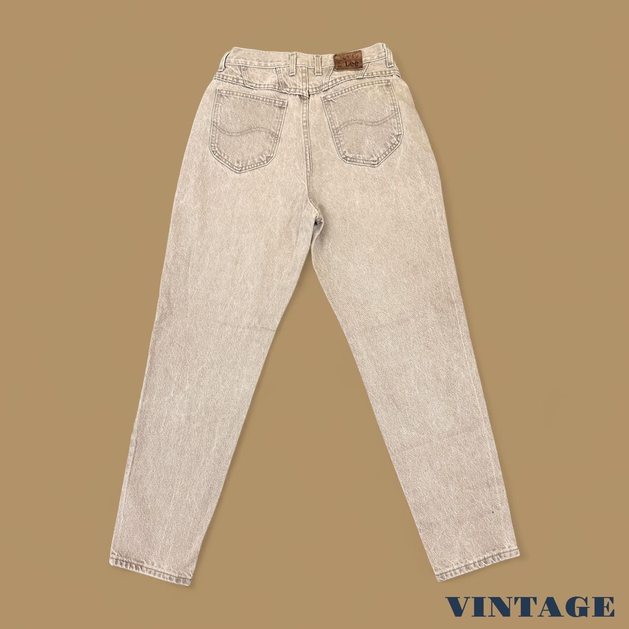 Vintage 90s Lee Tapered Leg Mom Jeans Beige W28 L30