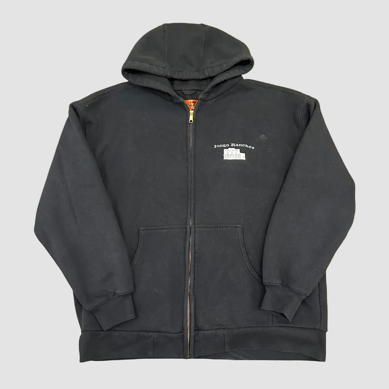 Vintage Jungo Ranches Zip Up Embroidered Thick Lined Hoodie Black XXL