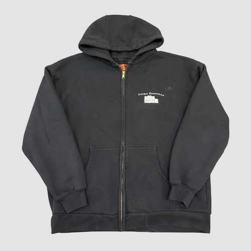 Vintage Jungo Ranches Zip Up Embroidered Thick Lined Hoodie Black XXL