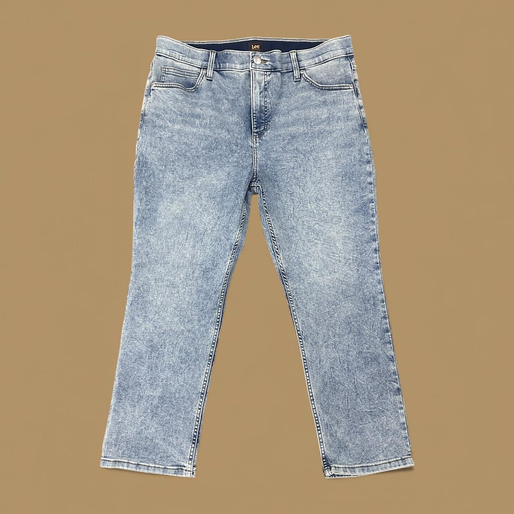 Vintage Lee Straight Leg Boyfriend Jeans Light Blue Acid Wash W36 L25