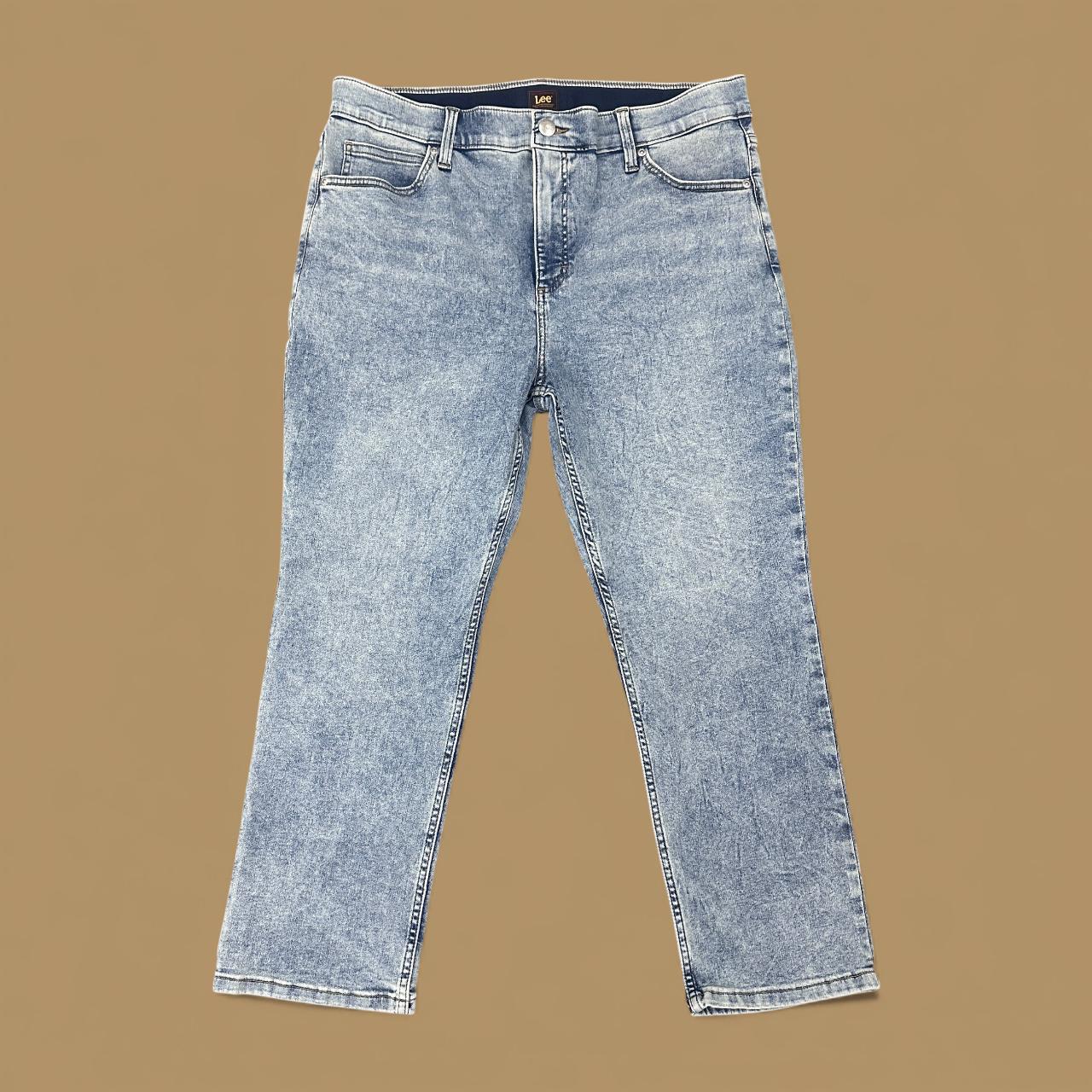 Vintage Lee Straight Leg Boyfriend Jeans Light Blue Acid Wash W36 L25