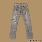 Vintage Levi's 511 Ripped Distressed Slim Straight Jeans Grey W31 L32