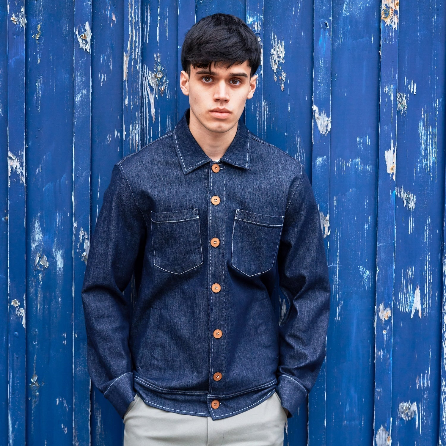 Turner Long Sleeve Shacket - Denim Stay Blue