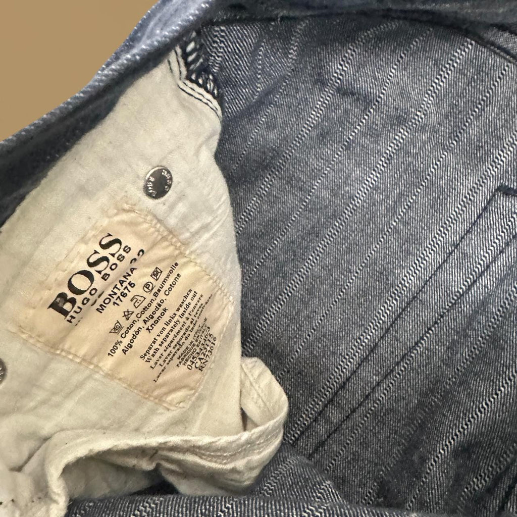 Vintage Hugo Boss Montana Straight Pinstripe Jeans Dark Blue W32 L32