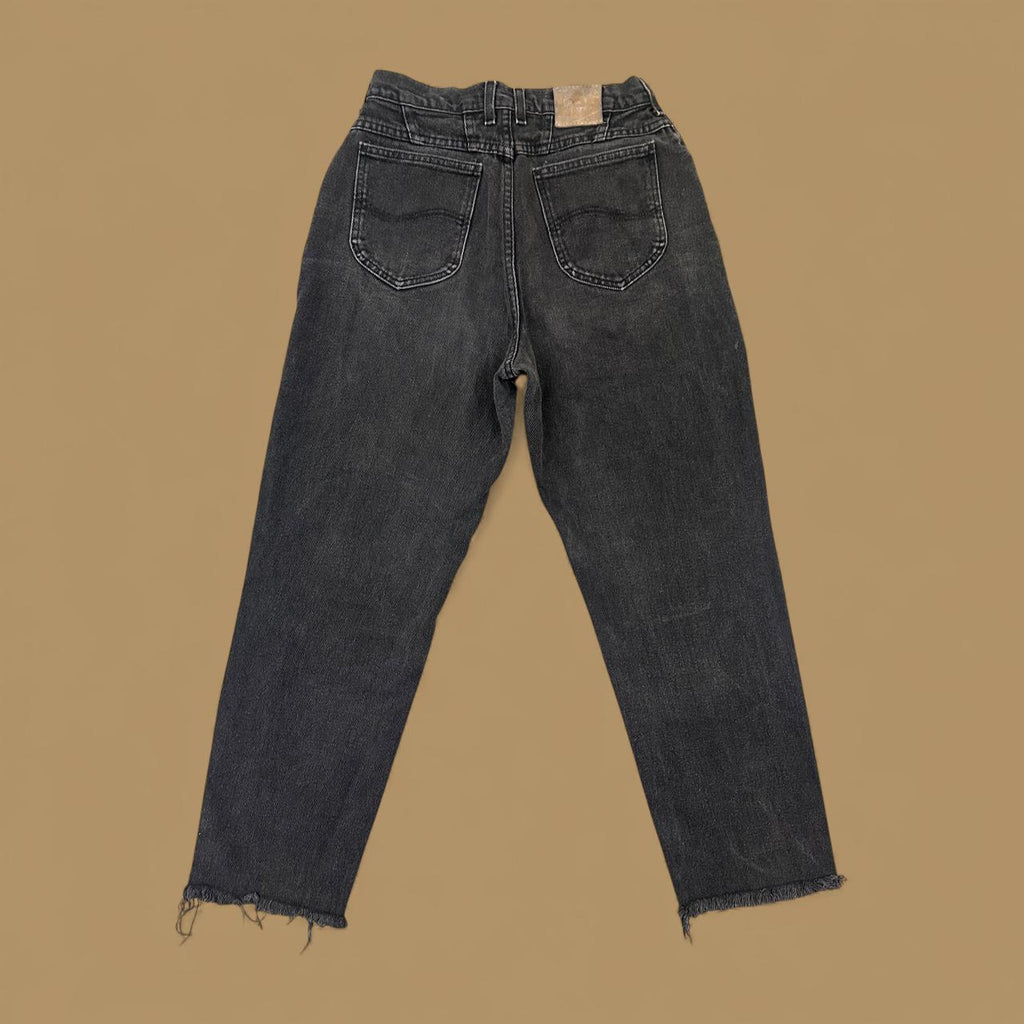 Vintage Lee Baggy Tapered Raw Hem Jeans Charcoal Black W29 L28