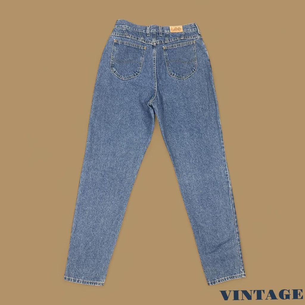 Vintage 90s Lee USA Made Tapered Leg Mom Jeans Mid Blue W32 L36