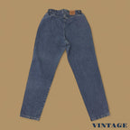 Vintage 90s Lee Elastic Waist Tapered Leg Mom Jeans Dark Blue W30 L30