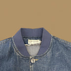 Vintage Rock Bobo Denim Bomber Jacket Mid Blue XL