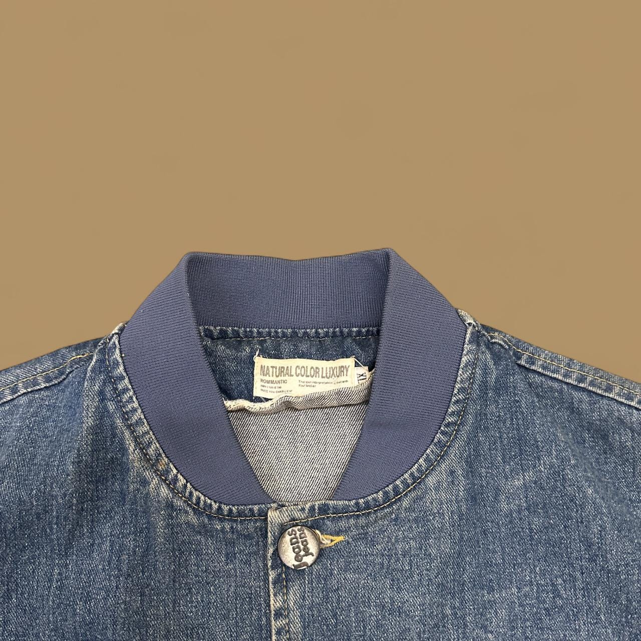 Vintage Rock Bobo Denim Bomber Jacket Mid Blue XL