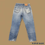 Vintage Levi&#39;s 550 Distressed Relaxed Straight Leg Jeans Mid Blue W32 L30