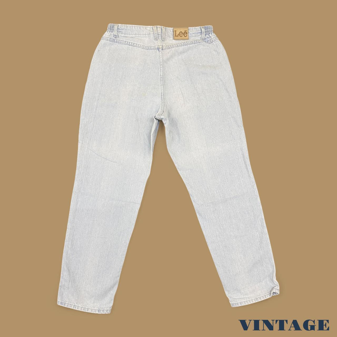 Vintage 90s Lee Elastic Waist Tapered Leg Mom Jeans Light Blue W32 L28