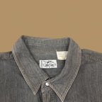 Vintage John F.Gee Plain Denim Shirt Charcoal Black XXL