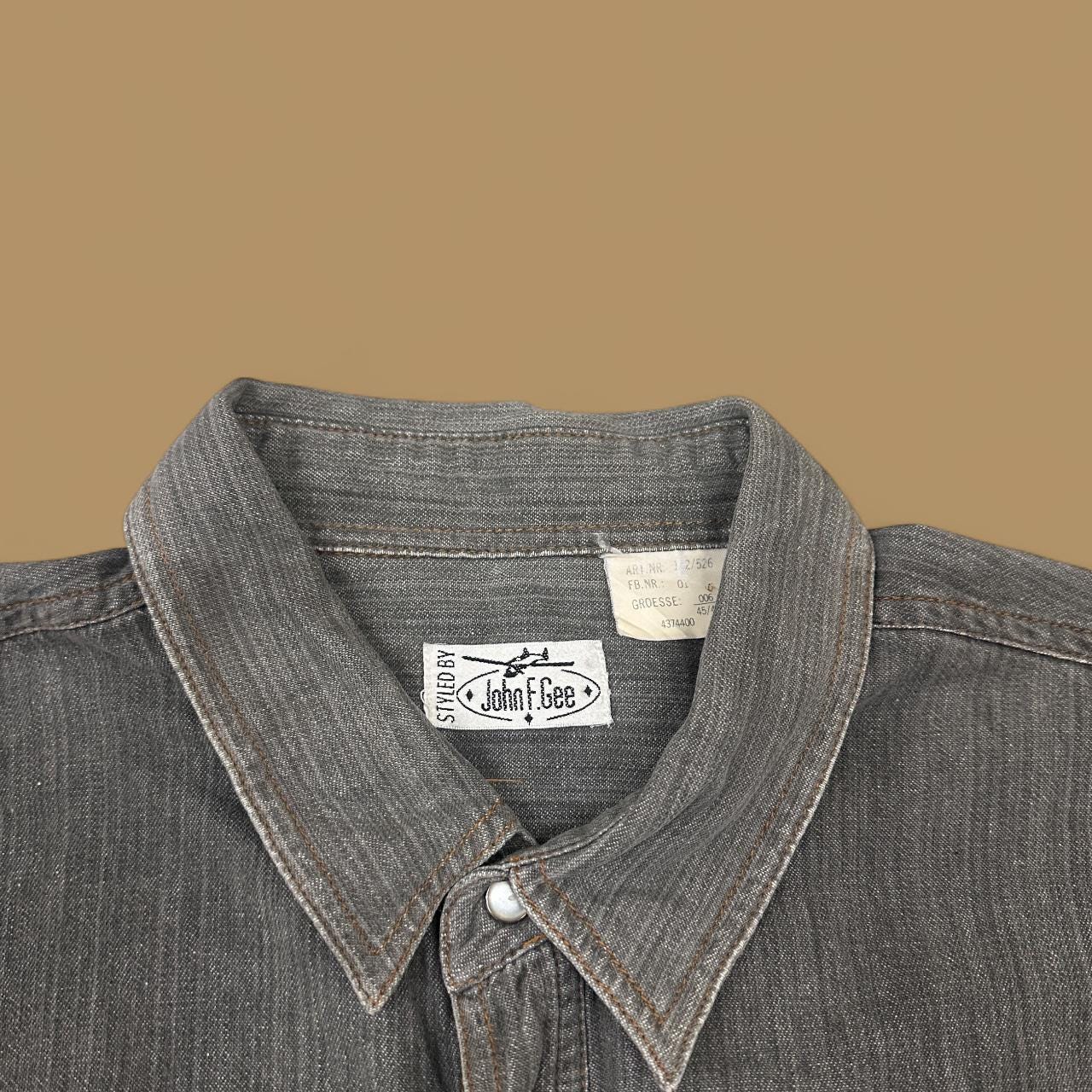 Vintage John F.Gee Plain Denim Shirt Charcoal Black XXL