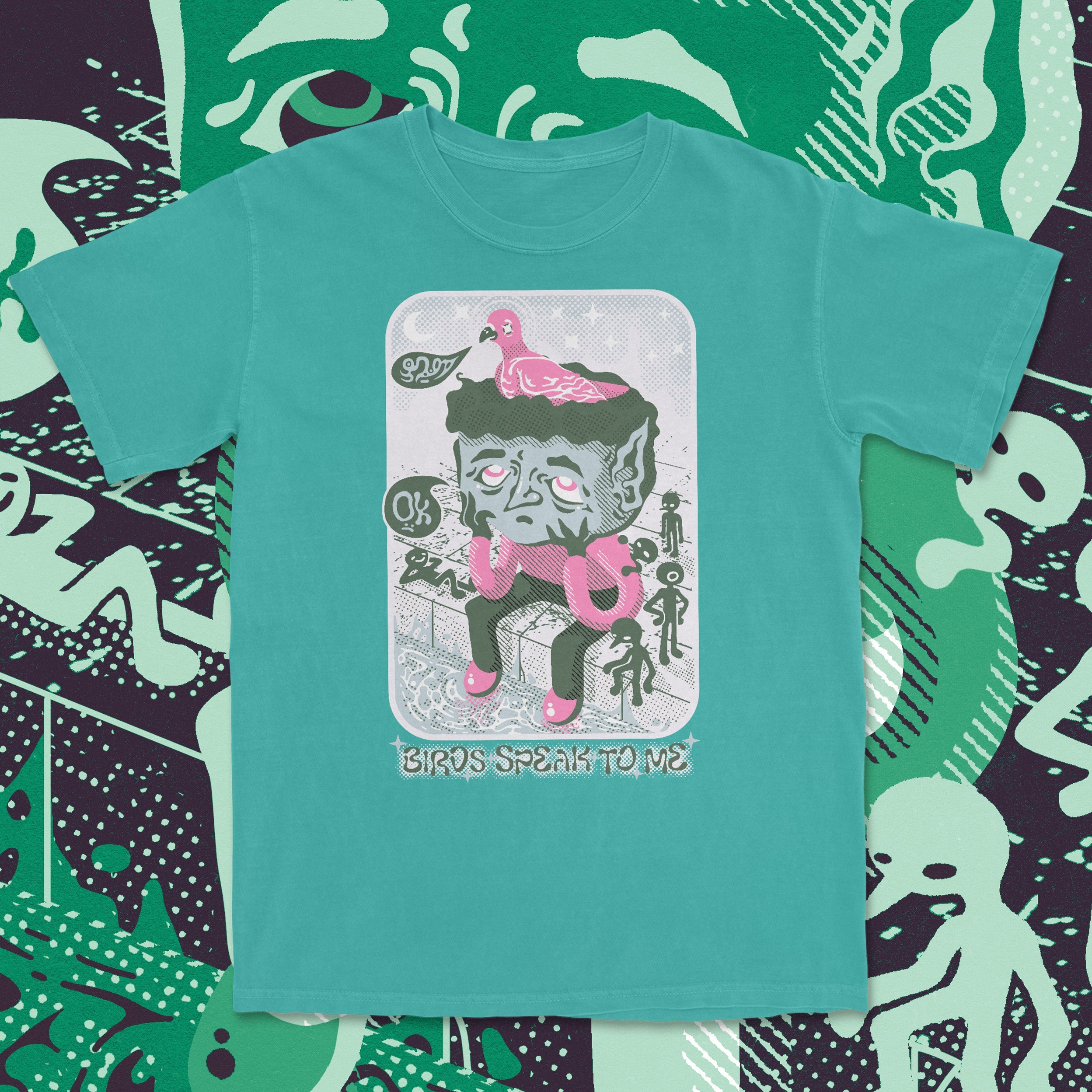 birds speak to me - t-shirt Seafoam