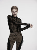 Punk Rave Ravena Cross Flocking Mesh Top