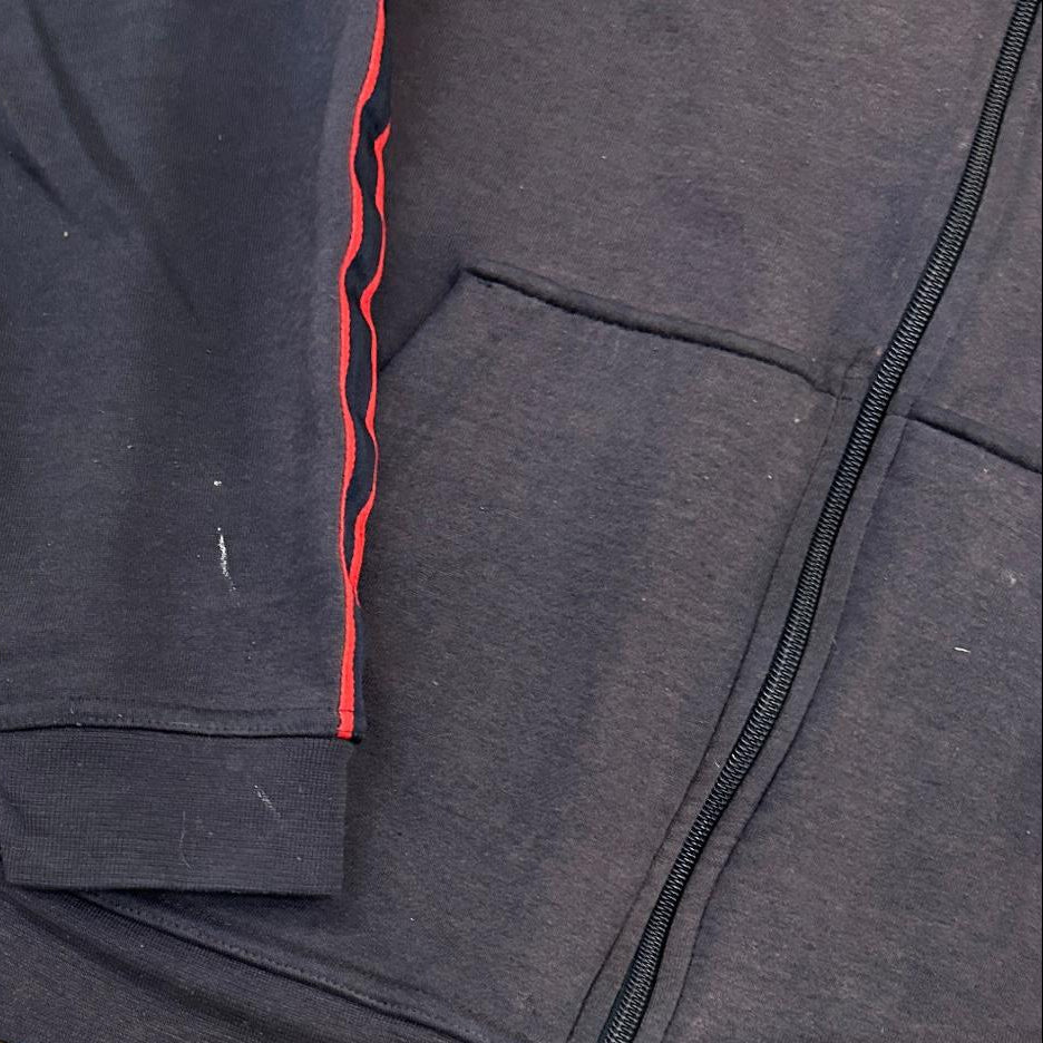 Vintage 90s Reebok Zip Up Logo Hoodie Navy Blue Large